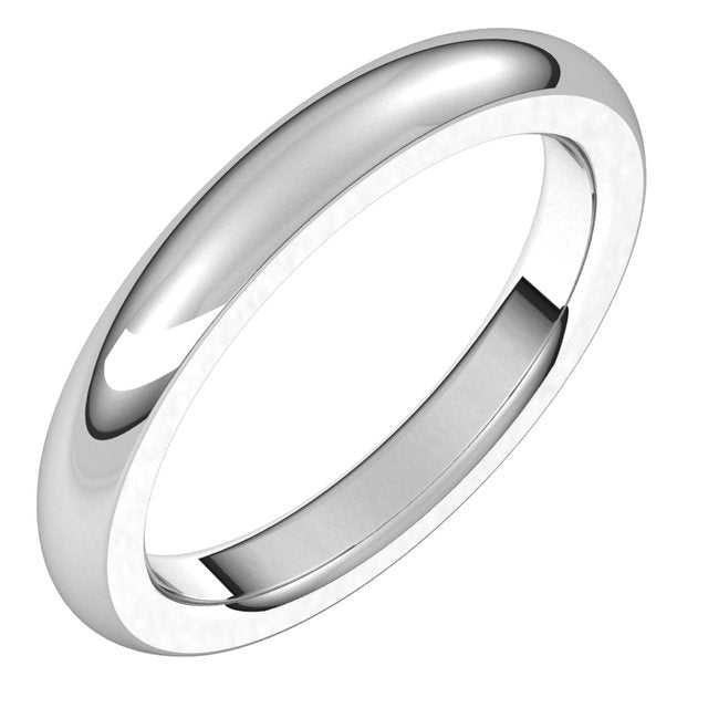 10K White Gold 3 mm Half Round Comfort Fit Heavy Wedding Band 1