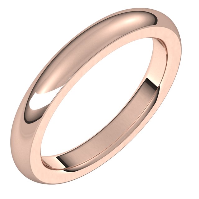 14K Rose Gold 3 mm Half Round Comfort Fit Heavy Wedding Band 1