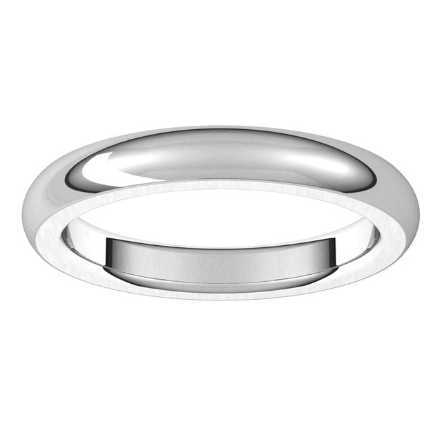 10K White Gold 3 mm Half Round Comfort Fit Heavy Wedding Band 3