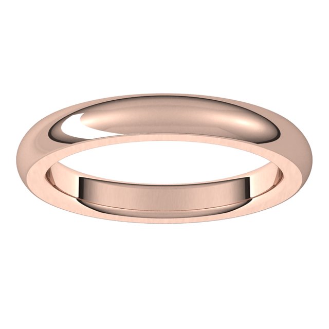 14K Rose Gold 3 mm Half Round Comfort Fit Heavy Wedding Band 3