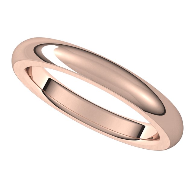 14K Rose Gold 3 mm Half Round Comfort Fit Heavy Wedding Band 5