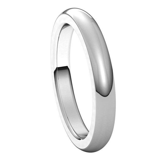 10K White Gold 3 mm Half Round Comfort Fit Heavy Wedding Band 6