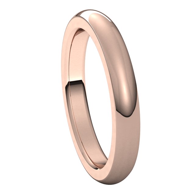 14K Rose Gold 3 mm Half Round Comfort Fit Heavy Wedding Band 6