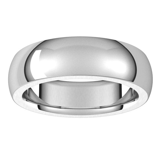 14K White Gold 6 mm Half Round Comfort Fit Heavy Wedding Band 3