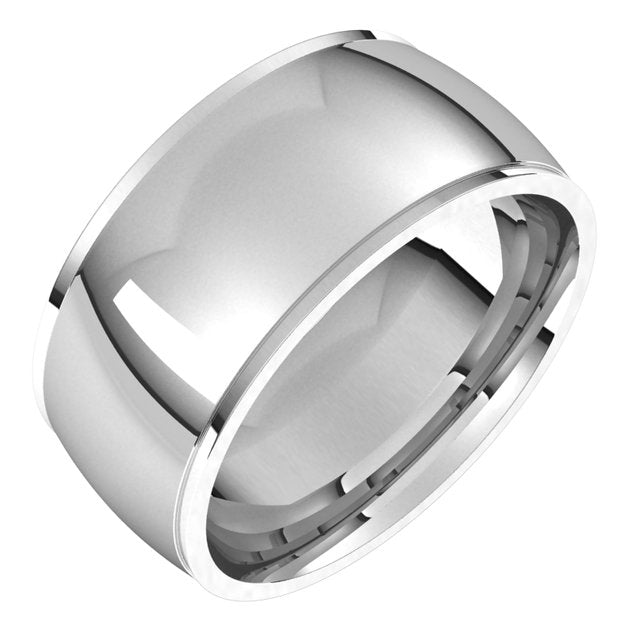 10K White Gold 9 mm Half Round Edge Comfort Fit Wedding Band 1