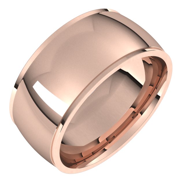 18K Rose Gold 9 mm Half Round Edge Comfort Fit Wedding Band 1