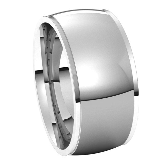 10K White Gold 9 mm Half Round Edge Comfort Fit Wedding Band 6