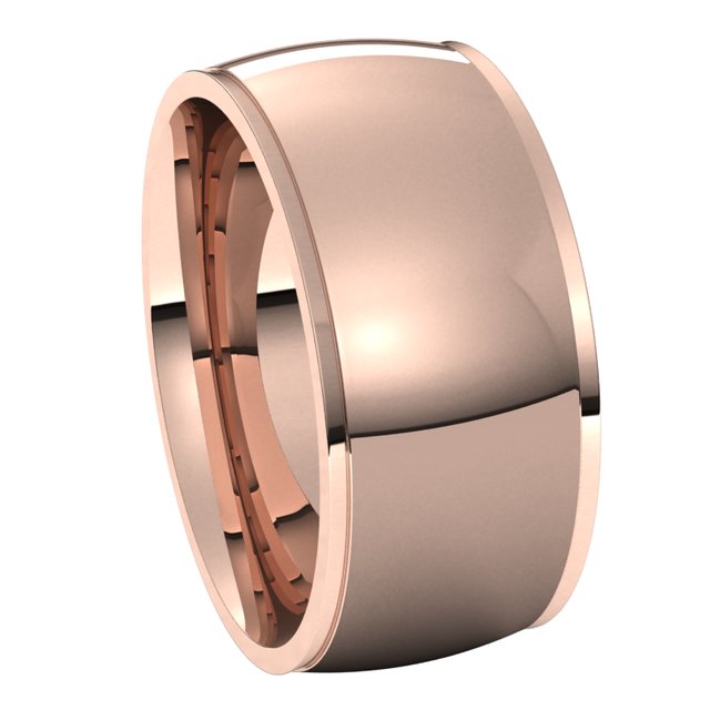 18K Rose Gold 9 mm Half Round Edge Comfort Fit Wedding Band 6