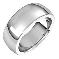 10K White Gold 8 mm Half Round Comfort Fit Heavy Wedding Band 1