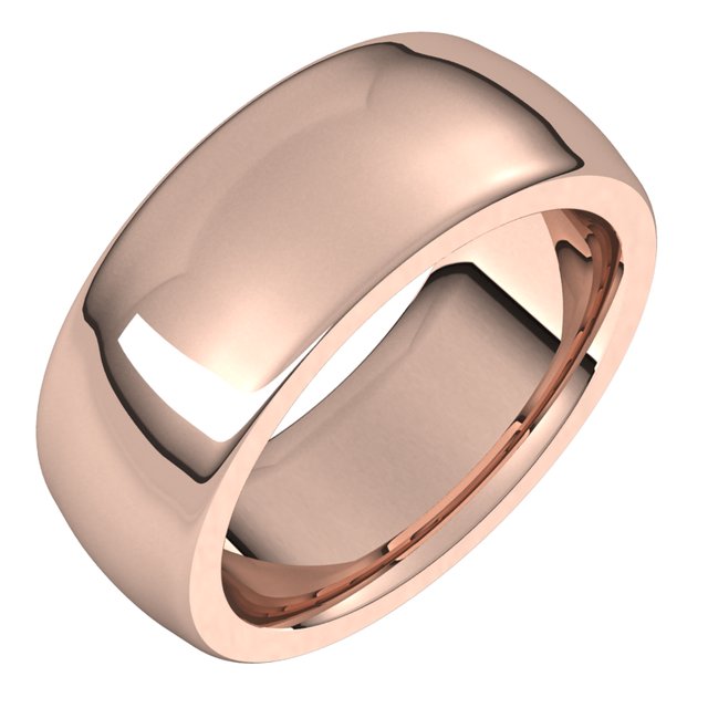 14K Rose Gold 8 mm Half Round Comfort Fit Heavy Wedding Band 1