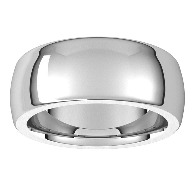 10K White Gold 8 mm Half Round Comfort Fit Heavy Wedding Band 3