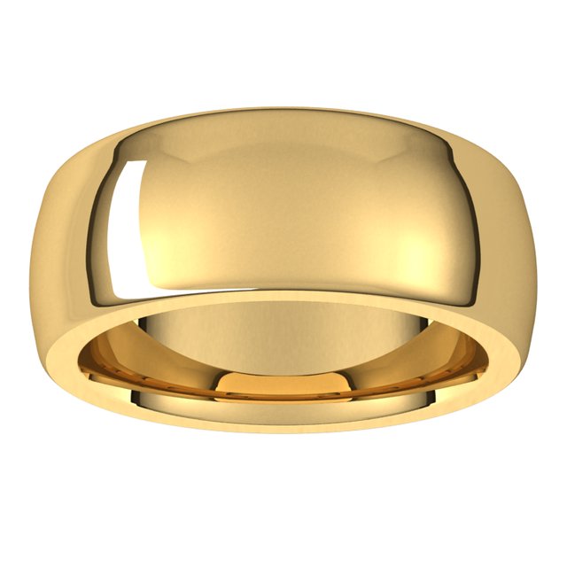 18K Yellow Gold 8 mm Half Round Comfort Fit Heavy Wedding Band 3