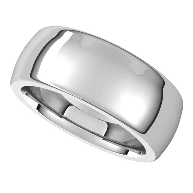 10K White Gold 8 mm Half Round Comfort Fit Heavy Wedding Band 5