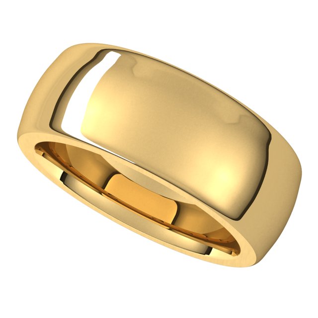 18K Yellow Gold 8 mm Half Round Comfort Fit Heavy Wedding Band 5