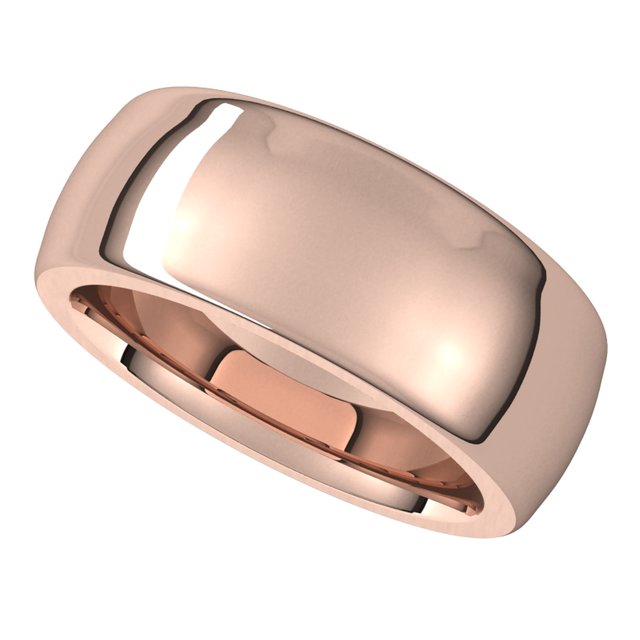 14K Rose Gold 8 mm Half Round Comfort Fit Heavy Wedding Band 5