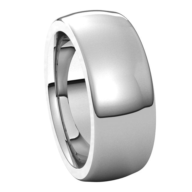 10K White Gold 8 mm Half Round Comfort Fit Heavy Wedding Band 6