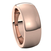 14K Rose Gold 8 mm Half Round Comfort Fit Heavy Wedding Band 6