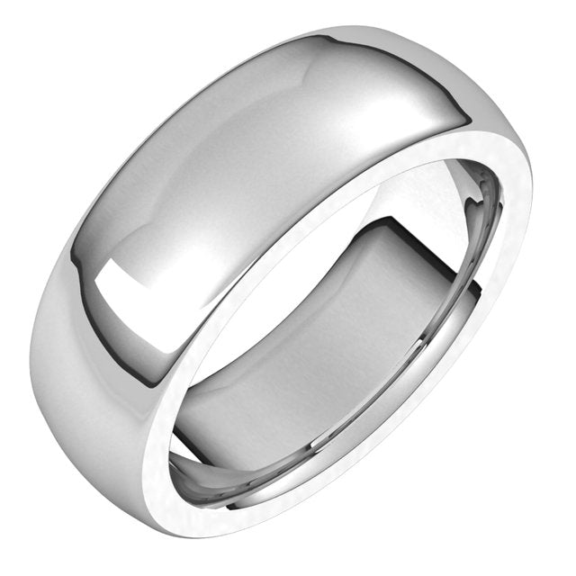 14K White Gold 7 mm Half Round Comfort Fit Heavy Wedding Band 1