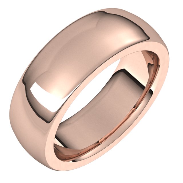 14K Rose Gold 7 mm Half Round Comfort Fit Heavy Wedding Band 1