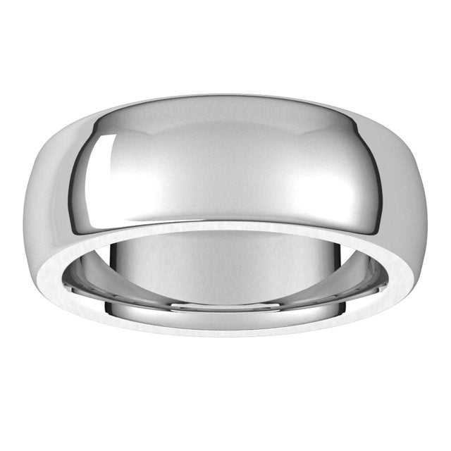 10K White Gold 7 mm Half Round Comfort Fit Heavy Wedding Band 3