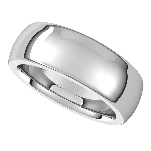 10K White Gold 7 mm Half Round Comfort Fit Heavy Wedding Band 5