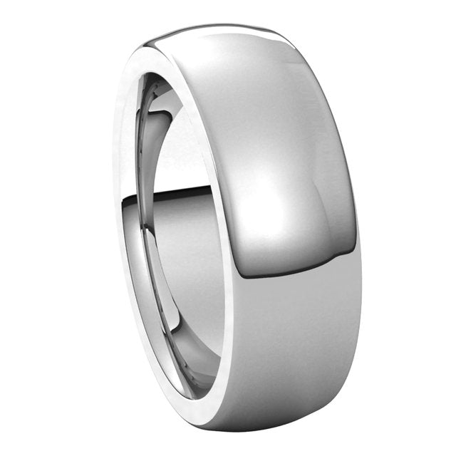 14K White Gold 7 mm Half Round Comfort Fit Heavy Wedding Band 6