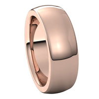 14K Rose Gold 7 mm Half Round Comfort Fit Heavy Wedding Band 6