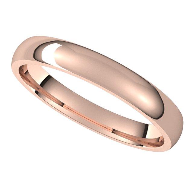 18K Rose Gold 3 mm Half Round Light Wedding Band 5