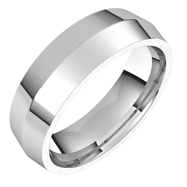 10K White Gold 6 mm Knife Edge Comfort Fit Wedding Band 1