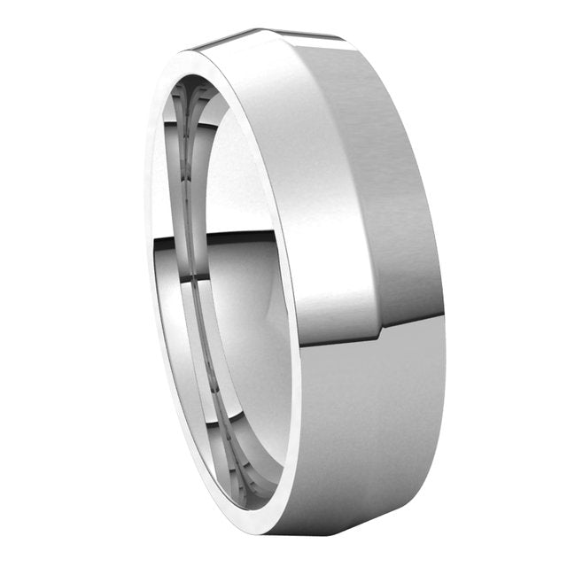 10K White Gold 6 mm Knife Edge Comfort Fit Wedding Band 6