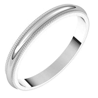 14K White Gold 2.5 mm Milgrain Half Round Wedding Band 1