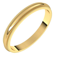 10K Yellow Gold 2.5 mm Milgrain Half Round Wedding Band 1