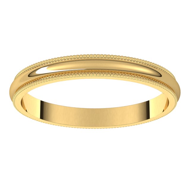 10K Yellow Gold 2.5 mm Milgrain Half Round Wedding Band 3