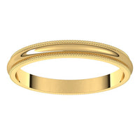 14K Yellow Gold 2.5 mm Milgrain Half Round Wedding Band 3