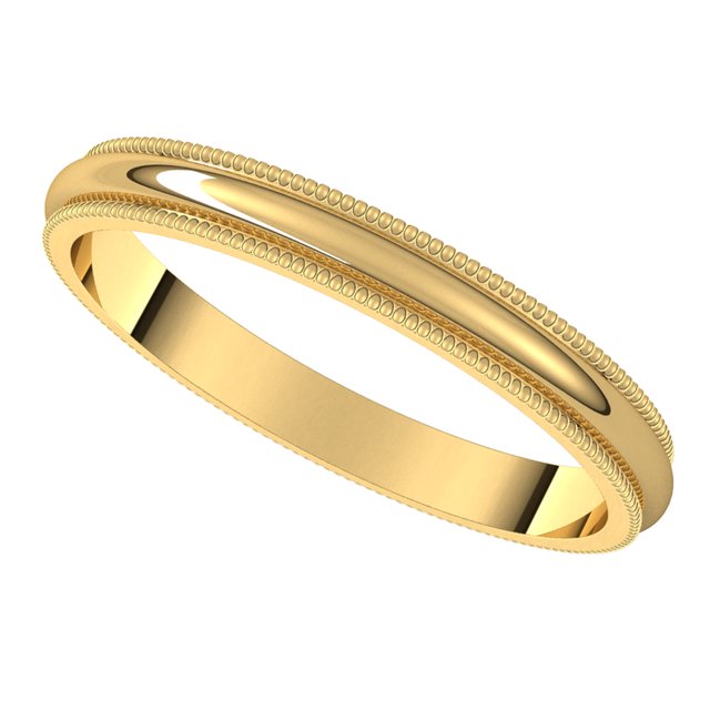 14K Yellow Gold 2.5 mm Milgrain Half Round Wedding Band 5