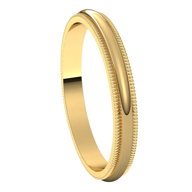 14K Yellow Gold 2.5 mm Milgrain Half Round Wedding Band 6