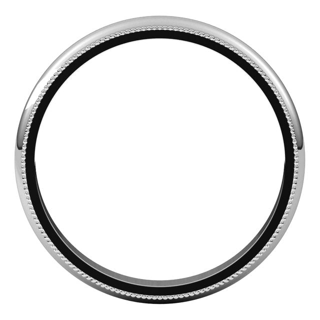 Platinum 3 mm Milgrain Half Round Wedding Band 2