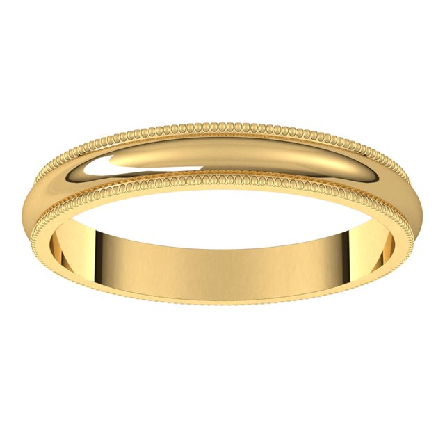 18K Yellow Gold 3 mm Milgrain Half Round Wedding Band 3