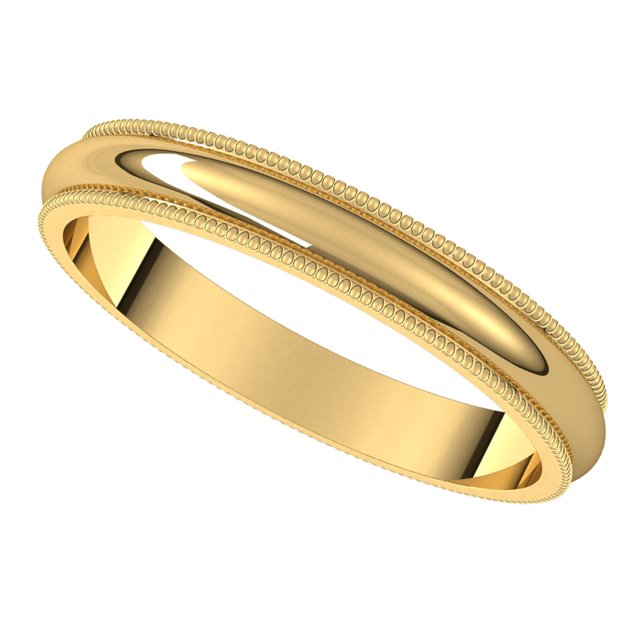 18K Yellow Gold 3 mm Milgrain Half Round Wedding Band 5