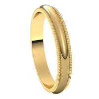 14K Yellow Gold 3 mm Milgrain Half Round Wedding Band 6