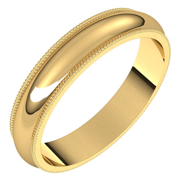 18K Yellow Gold 4 mm Milgrain Half Round Wedding Band 1