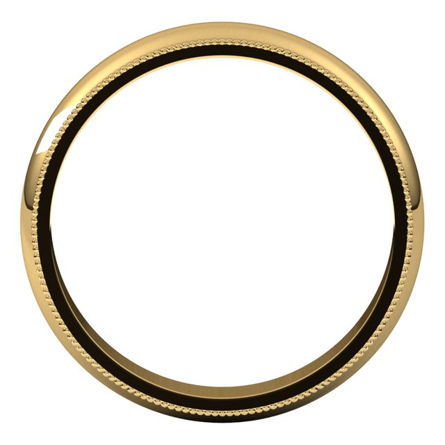 14K Yellow Gold 4 mm Milgrain Half Round Wedding Band 2