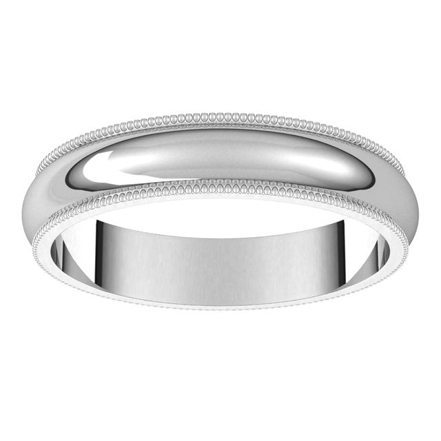 10K White Gold 4 mm Milgrain Half Round Wedding Band 3