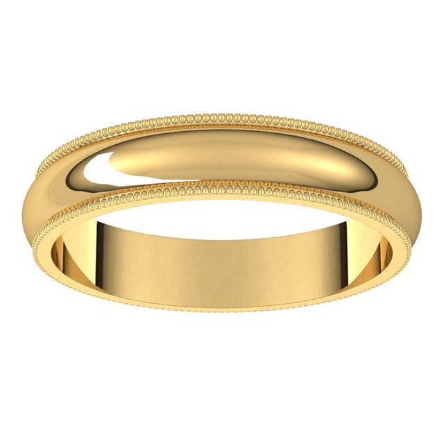 10K Yellow Gold 4 mm Milgrain Half Round Wedding Band 3