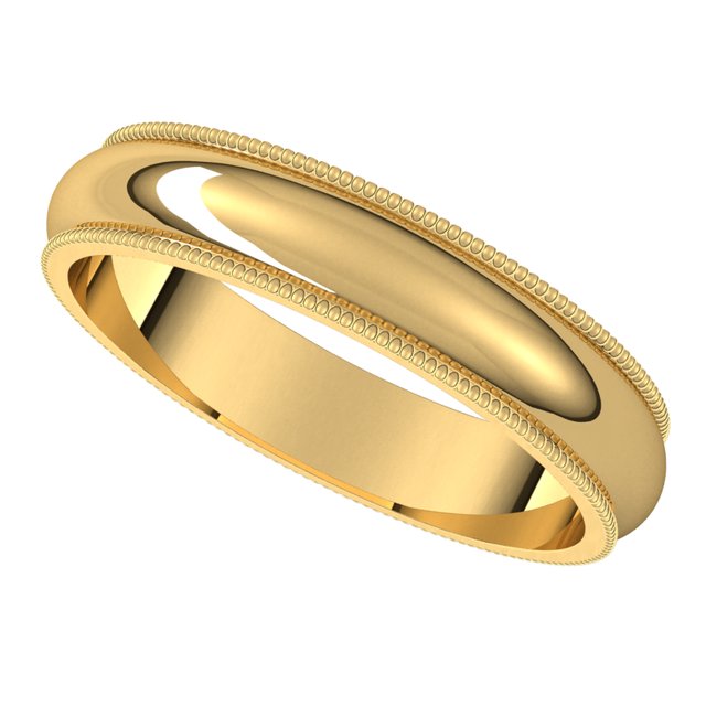 10K Yellow Gold 4 mm Milgrain Half Round Wedding Band 5