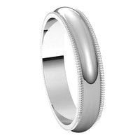 10K White Gold 4 mm Milgrain Half Round Wedding Band 6