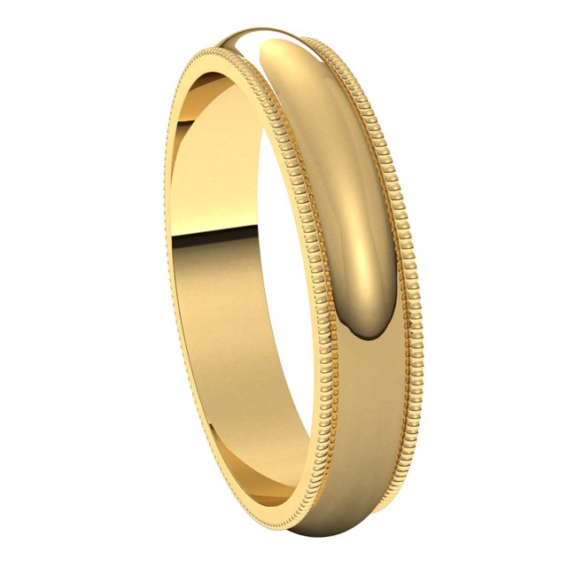 10K Yellow Gold 4 mm Milgrain Half Round Wedding Band 6