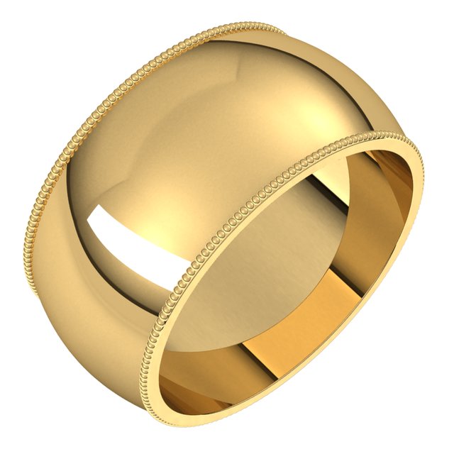 18K Yellow Gold 10 mm Milgrain Half Round Wedding Band 1