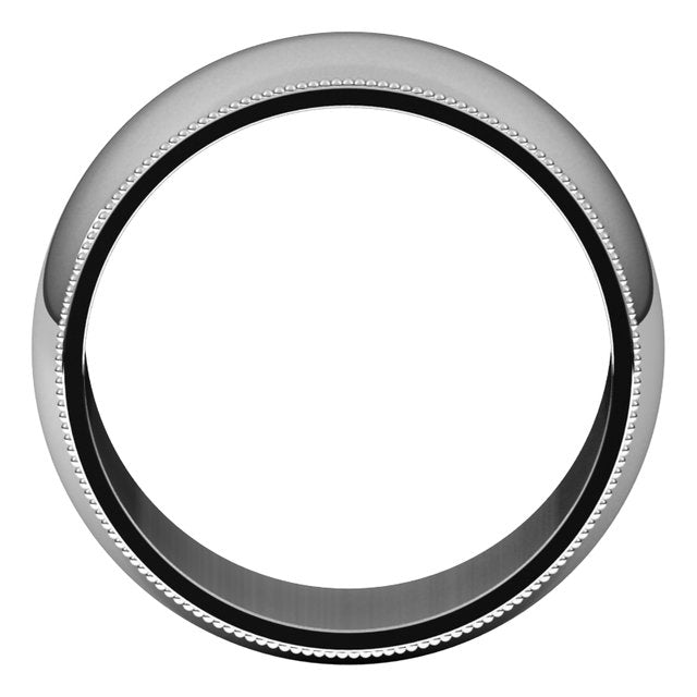 10K White Gold 10 mm Milgrain Half Round Wedding Band 2