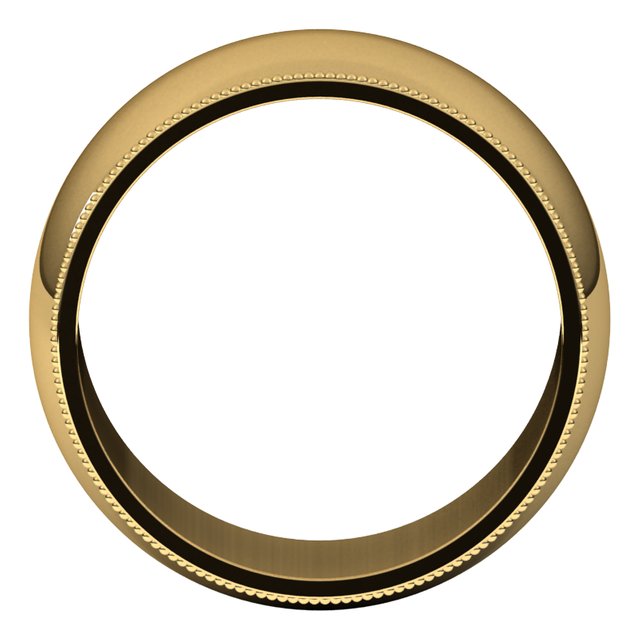 18K Yellow Gold 10 mm Milgrain Half Round Wedding Band 2